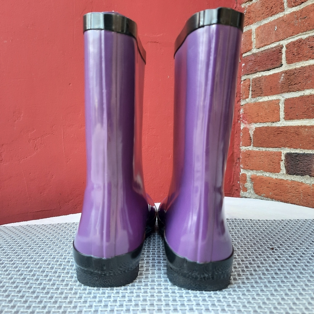 Roma Purple and Black Rain Boots Rubber Galoshes Spring Summer Youth 3 - Picture 7 of 13